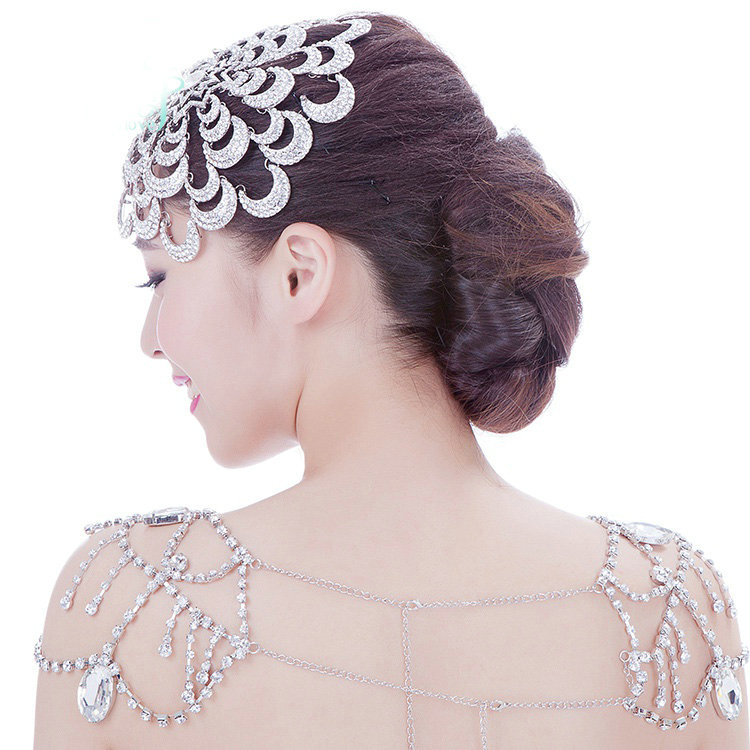 Wedding Exaggerated Headdress Jewelry Cobweb Crystal Bridal Headband Rhinestone Hair Accessories