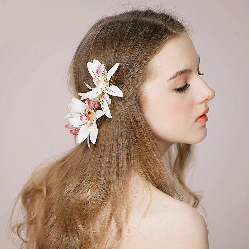 Bridal Wedding Forest girl Cloth Floral Hoop Rhinestone Crystal Bride Headband Hair Clip Accessories