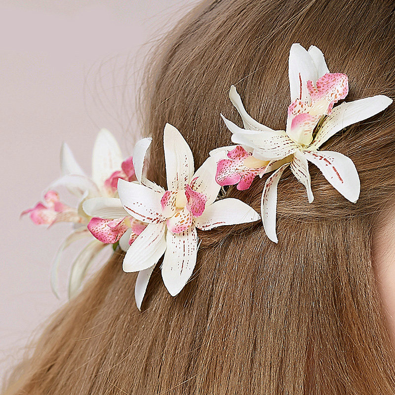 Bridal Wedding Forest girl Cloth Floral Hoop Rhinestone Crystal Bride Headband Hair Clip Accessories
