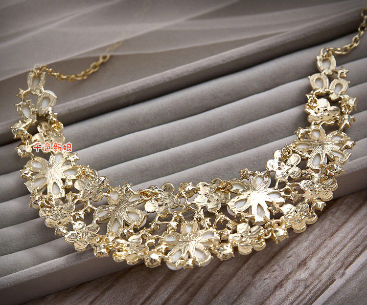 Elegant Bridal Wedding Flower Alloy Rhinestone Pearl Crystal Necklace Earrings Jewellery Sets