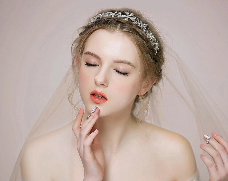 Elegant Bridal Wedding Hair Hoop Alloy Flower Rhinestone Crystal Bride Headband Hair Accessories