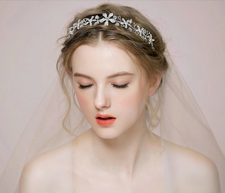 Elegant Bridal Wedding Hair Hoop Alloy Flower Rhinestone Crystal Bride Headband Hair Accessories