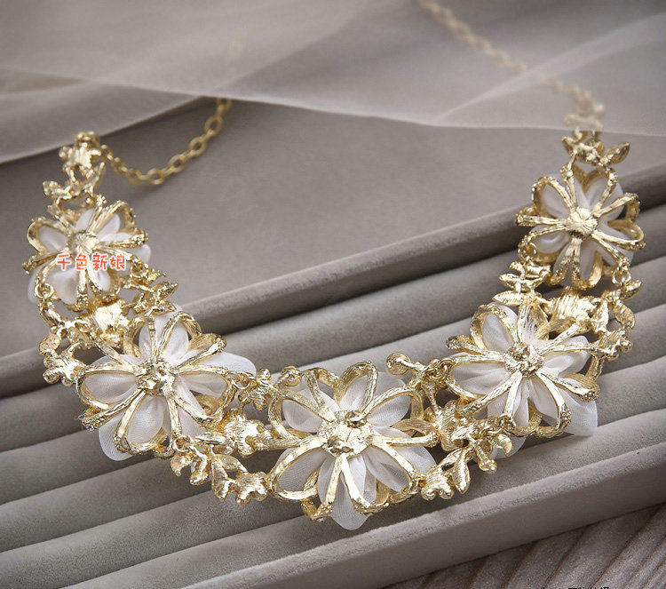 Elegant Bridal Wedding Lace Flower Alloy Rhinestone Pearl Crystal Necklace Earrings Jewellery Sets