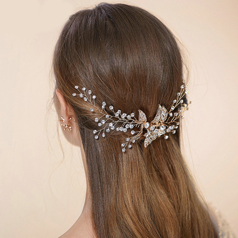 Elegant Bridal Wedding Rhinestone Alloy Flower Crystal Bead Bride Headband Hair Comb Accessories