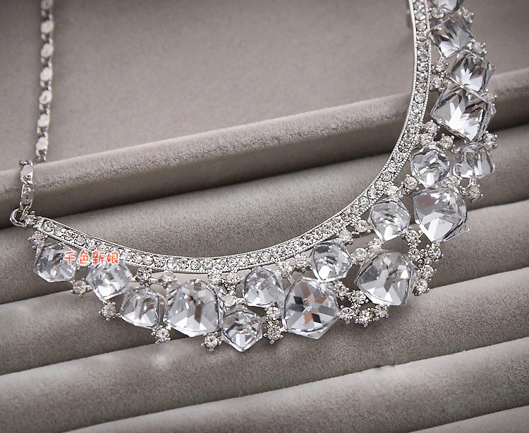 Elegant Bride Wedding Alloy Square Clear Rhinestone Crystal Necklace Earrings Set Bridal Party Gift