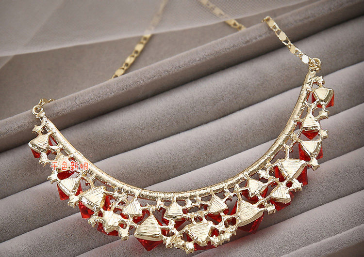 Elegant Bride Wedding Alloy Square Red Rhinestone Crystal Necklace Earrings Set Bridal Party Gift