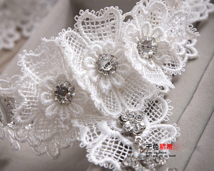 Elegant Bride Wedding Lace Flower Rhinestone Crystal Necklace Earrings Set Bridal Jewelry