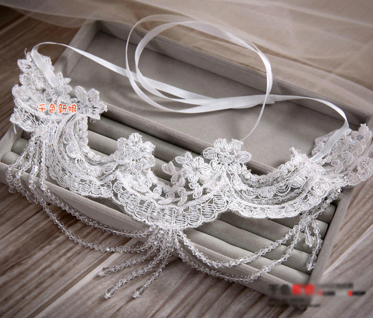 Elegant Shining Rhinestones Lace Flower Tassel Shoulder Deco Necklace Wedding Bridal Jewelry