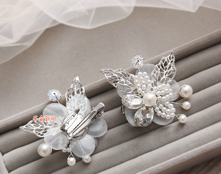 Elegant Wedding Hair Clip Jewelry By hand 3 Piece Pearl Crystal Flower Bridal Hair Pin Accessories