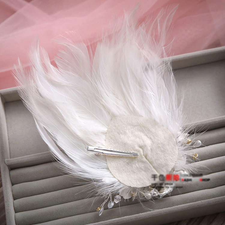 Elegant Wedding Hair Clip Jewelry By hand Crystal Beads Flower Feather Bridal Hair Pin Accessories
