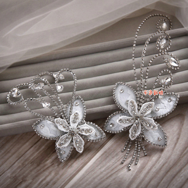 Elegant Wedding Hair Clip Jewelry By hand Crystal Lace Butterfly Bridal Hair Pin Accessories