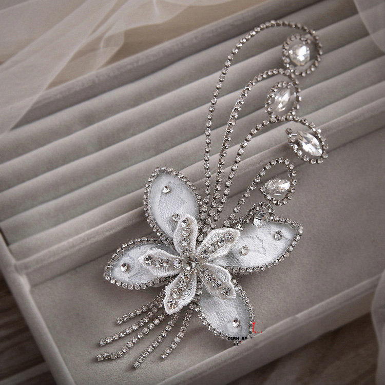 Elegant Wedding Hair Clip Jewelry By hand Crystal Lace Butterfly Bridal Hair Pin Accessories
