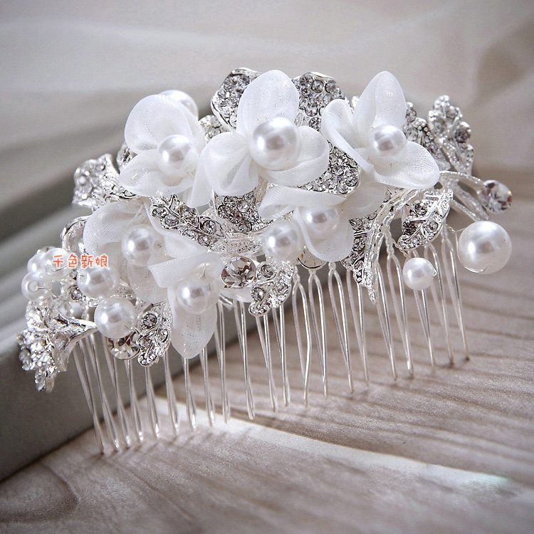 Elegant Wedding Hair Clip Jewelry By hand Pearl Crystal Flower Bridal Hair Comb Accessories