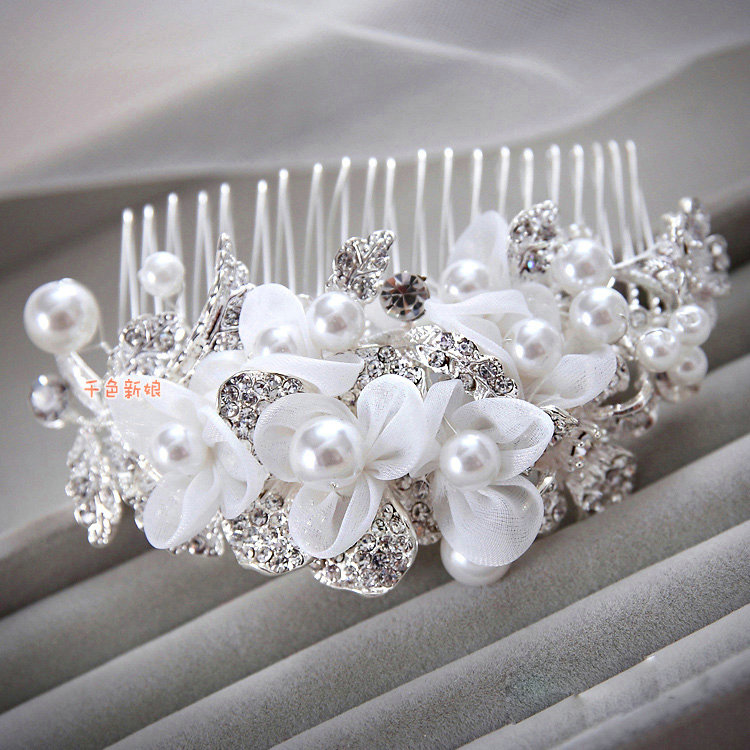Elegant Wedding Hair Clip Jewelry By hand Pearl Crystal Flower Bridal Hair Comb Accessories
