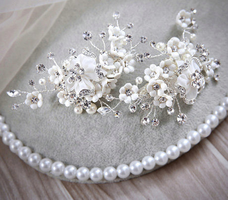 Elegant Wedding Hair Clip Jewelry By hand Pearl Crystal Flower Bridal Hair Pin Accessories
