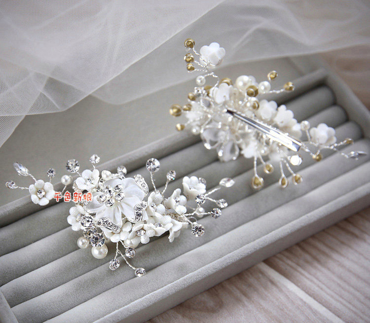Elegant Wedding Hair Clip Jewelry By hand Pearl Crystal Flower Bridal Hair Pin Accessories