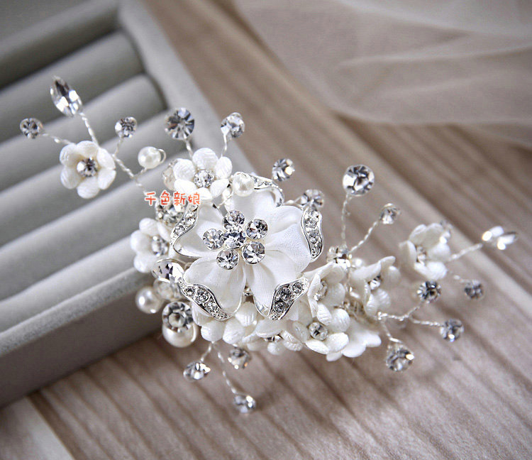 Elegant Wedding Hair Clip Jewelry By hand Pearl Crystal Flower Bridal Hair Pin Accessories