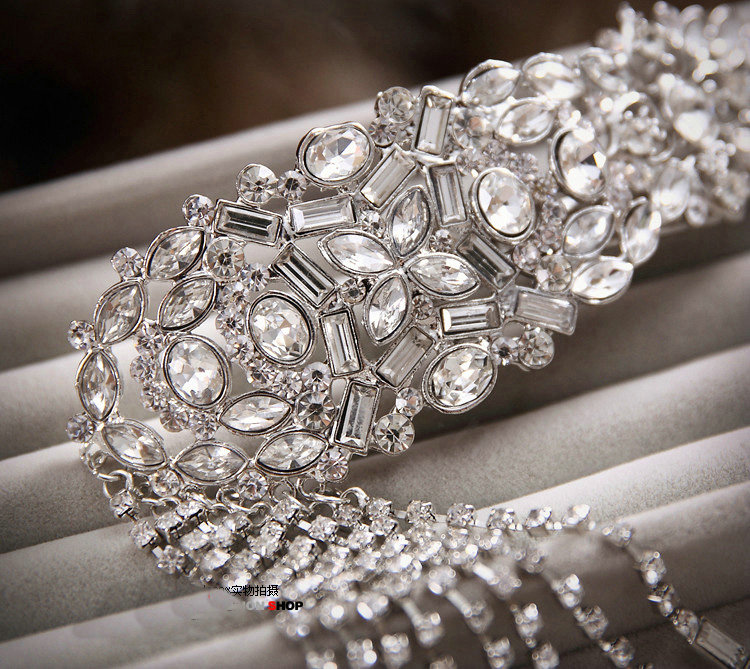 Elegant Wedding Headdress Crystal Flower Rhinestone Tassel Bridal Headband Hair Accessories