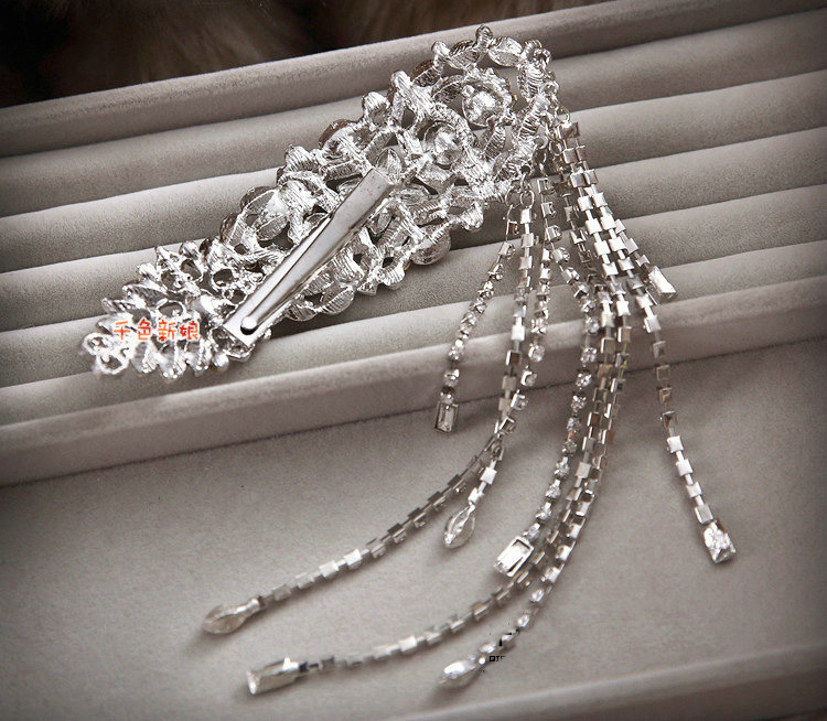 Elegant Wedding Headdress Crystal Flower Rhinestone Tassel Bridal Headband Hair Accessories