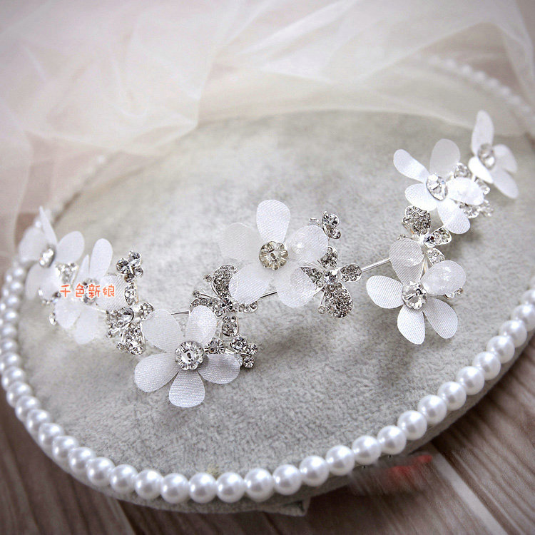 Elegant Wedding Headdress Jewelry Lace Butterfly Flower Crystal Bridal Headband Hair Accessories
