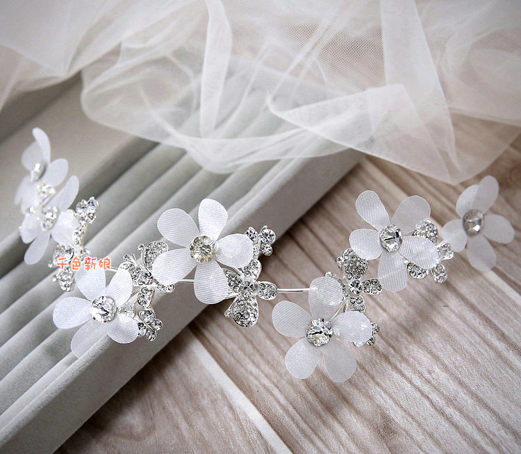 Elegant Wedding Headdress Jewelry Lace Butterfly Flower Crystal Bridal Headband Hair Accessories