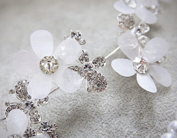 Elegant Wedding Headdress Jewelry Lace Butterfly Flower Crystal Bridal Headband Hair Accessories
