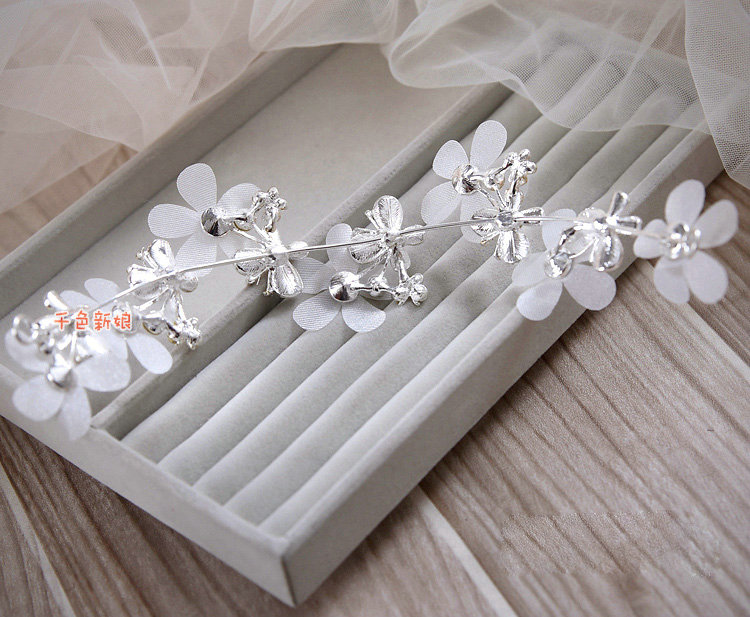 Elegant Wedding Headdress Jewelry Lace Butterfly Flower Crystal Bridal Headband Hair Accessories
