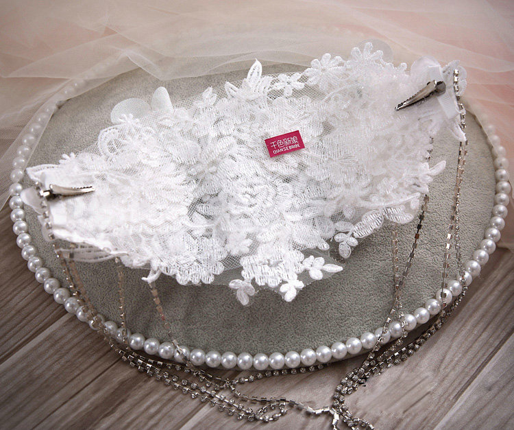 Elegant Wedding Headdress Rhinestone By hand Lace Flower Tassel Bridal Headband Hair Accessories
