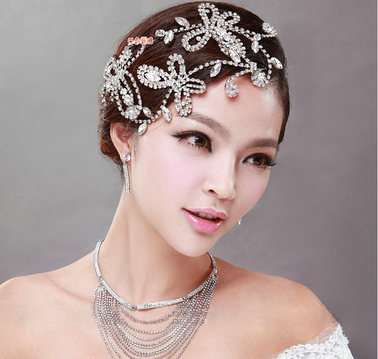 Elegant Wedding Headdress Rhinestone Crystal Butterfly Bridal Headband Hair Accessories