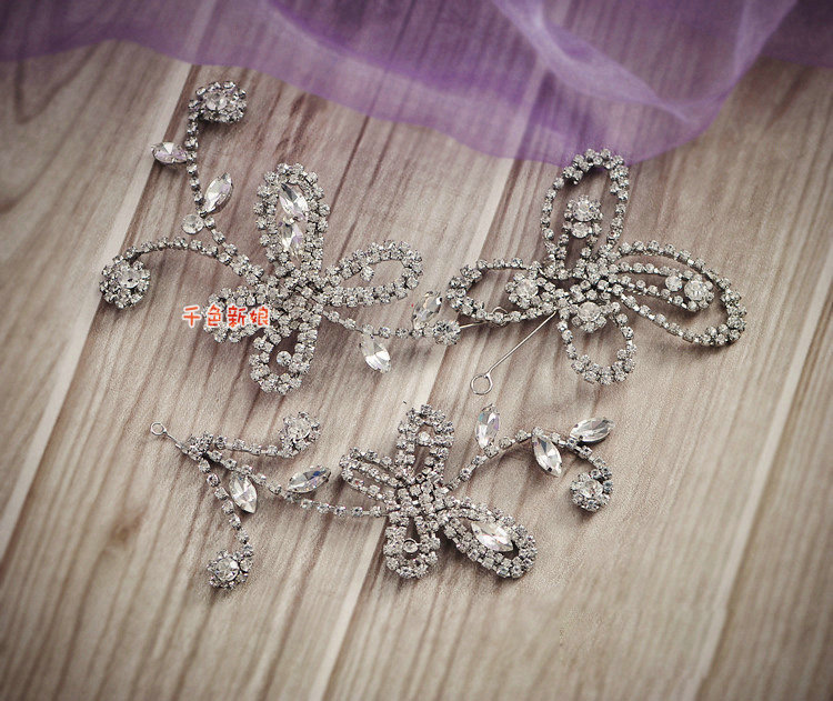 Elegant Wedding Headdress Rhinestone Crystal Butterfly Bridal Headband Hair Accessories