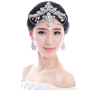 European Wedding Rhinestone Crystal Flower Tassel Water-drop Tiaras Bridal Crown Hair Accessories