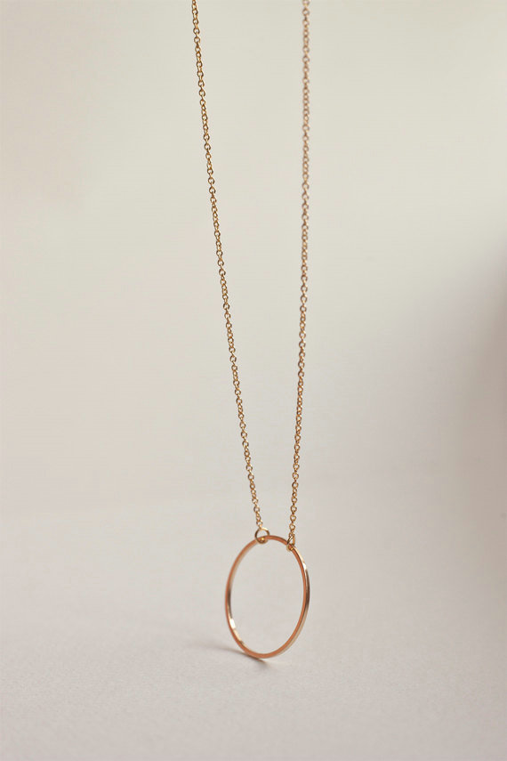 Fashion Personality Simple Women Metal Circle Ring Gold-plated Short Necklace Clavicle Chain