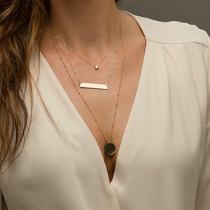 Fashion Personality Women Gold-plated Multi layer Crystal Sheet Metal Sequins Necklace Clavicle Chain