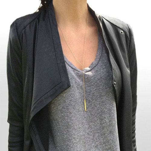 Fashion Personality Women Long Metal Bar Gold-plated Necklace Clavicle Chain Star Style