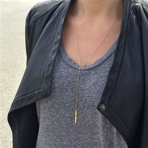 Fashion Personality Women Long Metal Bar Gold-plated Necklace Clavicle Chain Star Style