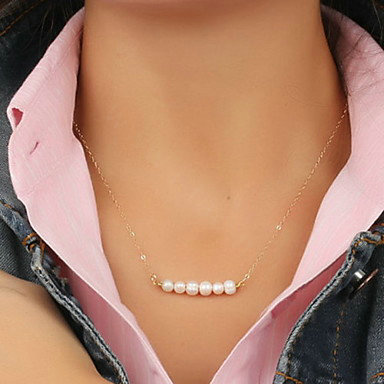 Fashion Personality Women Short Gold plated Bead Pearl Necklace Bracelet Set