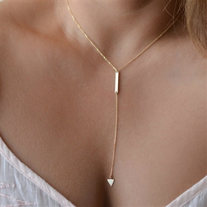 Fashion Personality Women Short Sheet Metal Triangle Tassel Gold-plated Necklace Clavicle Chain