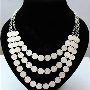 Fashion Personality Women Silver Gold-plated Multilayer Matte Texture Metal Sequins Necklace Clavicle Chain