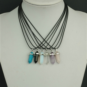 Fashion Simple Women Clear Glass Crystal Diamond Pendant Necklace Leather Rope Clavicle Chain