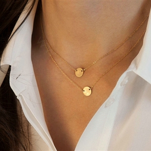 Fashion Simple Women Double layer Metal sequins Gold-plated Short Necklace Clavicle Chain