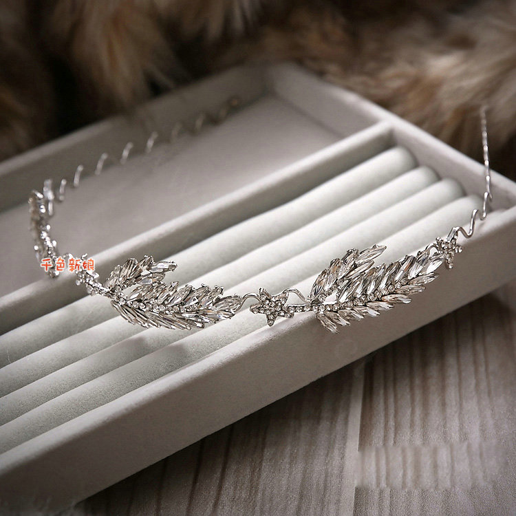 Fashion Wedding Jewellery Rhinestone Crystal Feather Tiaras Bridal Crown Hair Hoop Accessories