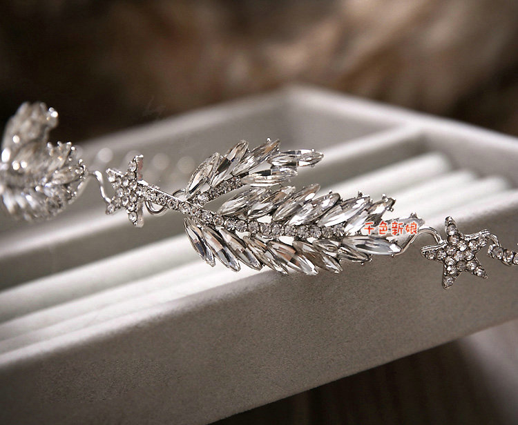 Fashion Wedding Jewellery Rhinestone Crystal Feather Tiaras Bridal Crown Hair Hoop Accessories