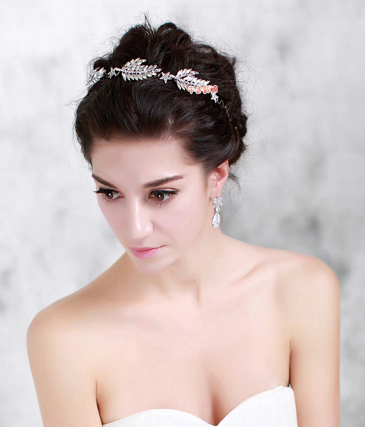 Fashion Wedding Jewellery Rhinestone Crystal Feather Tiaras Bridal Crown Hair Hoop Accessories