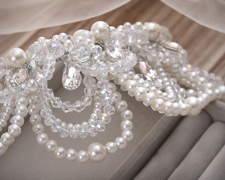 Fashion Wedding Jewellery Rhinestone Pearl Crystal Beads Tiaras Bridal Crown Hair Accessories