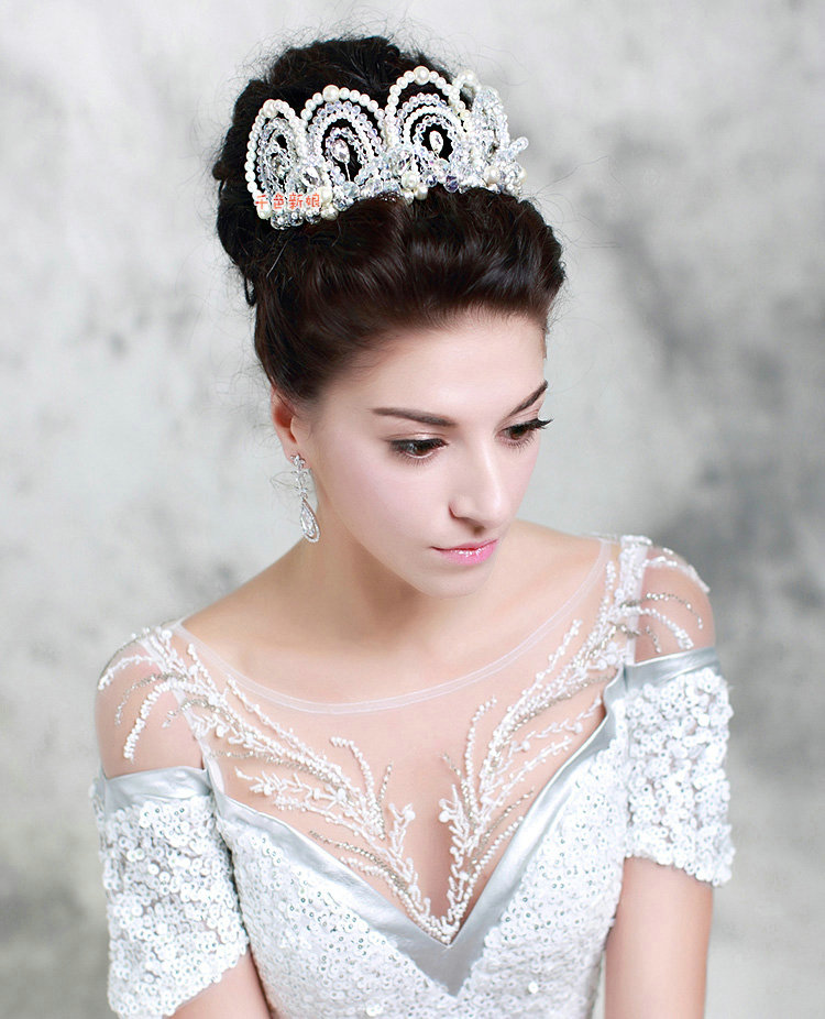 Fashion Wedding Jewellery Rhinestone Pearl Crystal Beads Tiaras Bridal Crown Hair Accessories