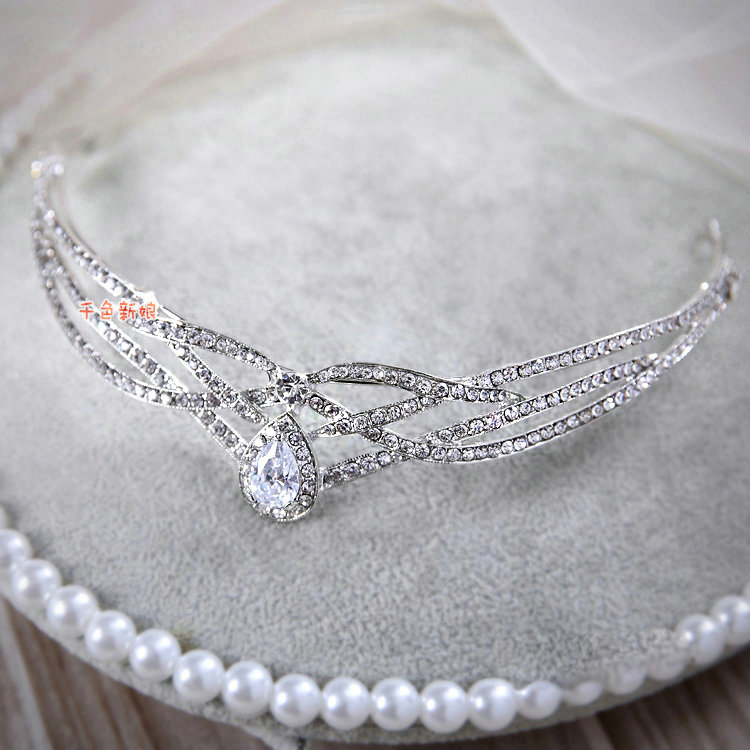 Fashion Wedding Jewelry Water drops Crystal Tiaras Bridal Crown Rhinestone Hair Accessories