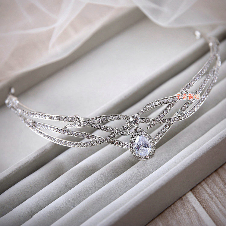 Fashion Wedding Jewelry Water drops Crystal Tiaras Bridal Crown Rhinestone Hair Accessories