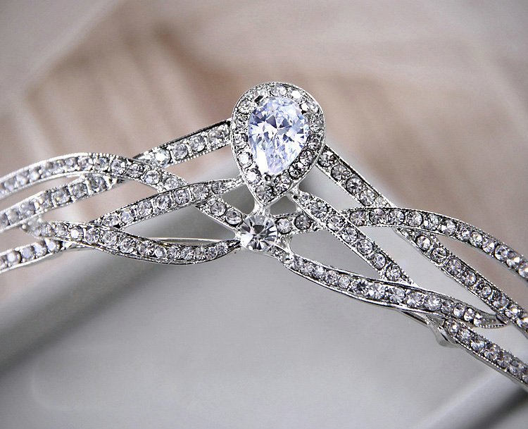 Fashion Wedding Jewelry Water drops Crystal Tiaras Bridal Crown Rhinestone Hair Accessories