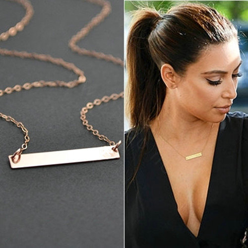 Fashion Women Simple Short Metal Plate Gold-plated Necklace Clavicle Chain