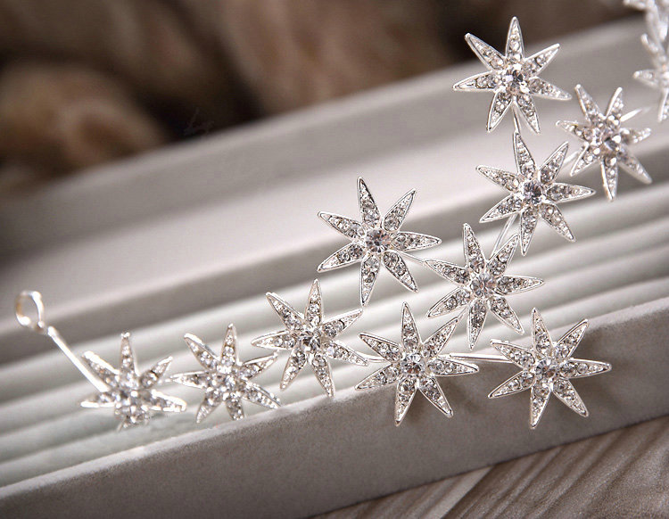 Fashionable Unique Wedding Headdress Rhinestone Crystal Flower Bridal Headband Hair Accessories
